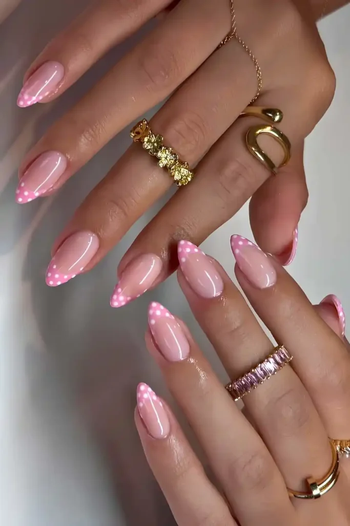 Pink Polka Dot French Manicure That Never Goes Out of Fashion