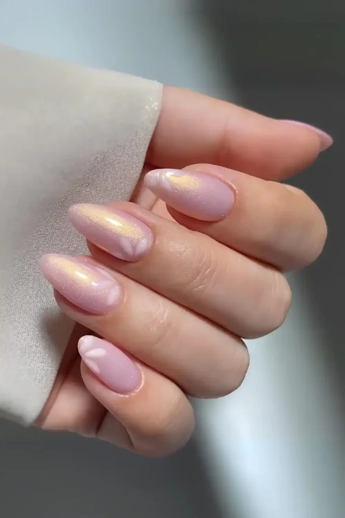 Pink Satin Floral Nails With a Soft Feminine Finish