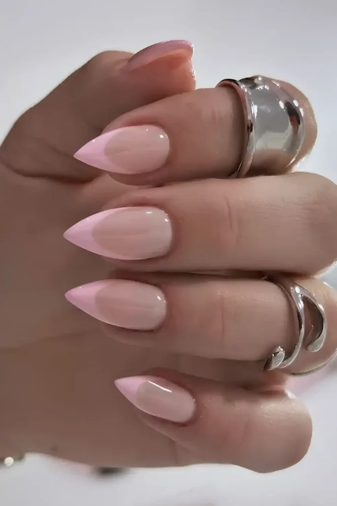 Pink Stiletto French Nails That Make a Bold Fashion Statement
