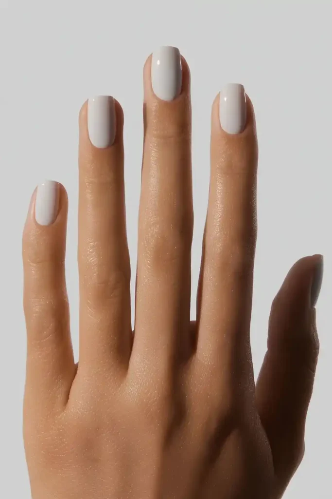 Platinum Gray Nails With a Sleek Metallic Finish