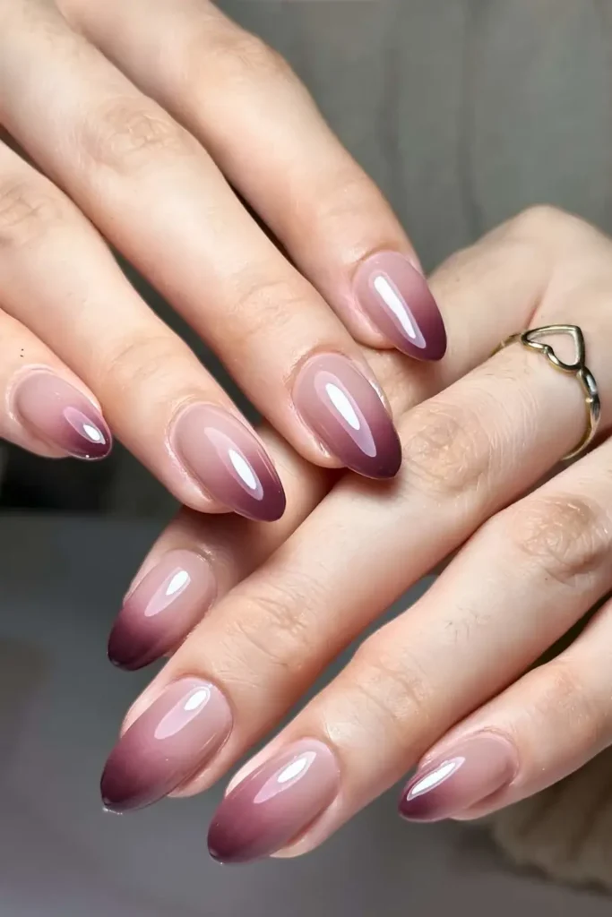 Plum Ombre Manicure With a Smooth Gradient Finish