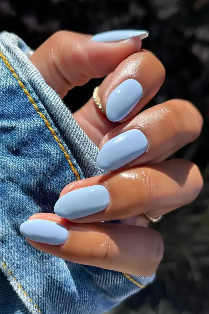 Powder Blue Fall Nails for a Soft Seasonal Look