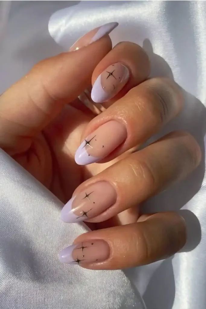 Purple Celestial French Tip Nails That Look Magical