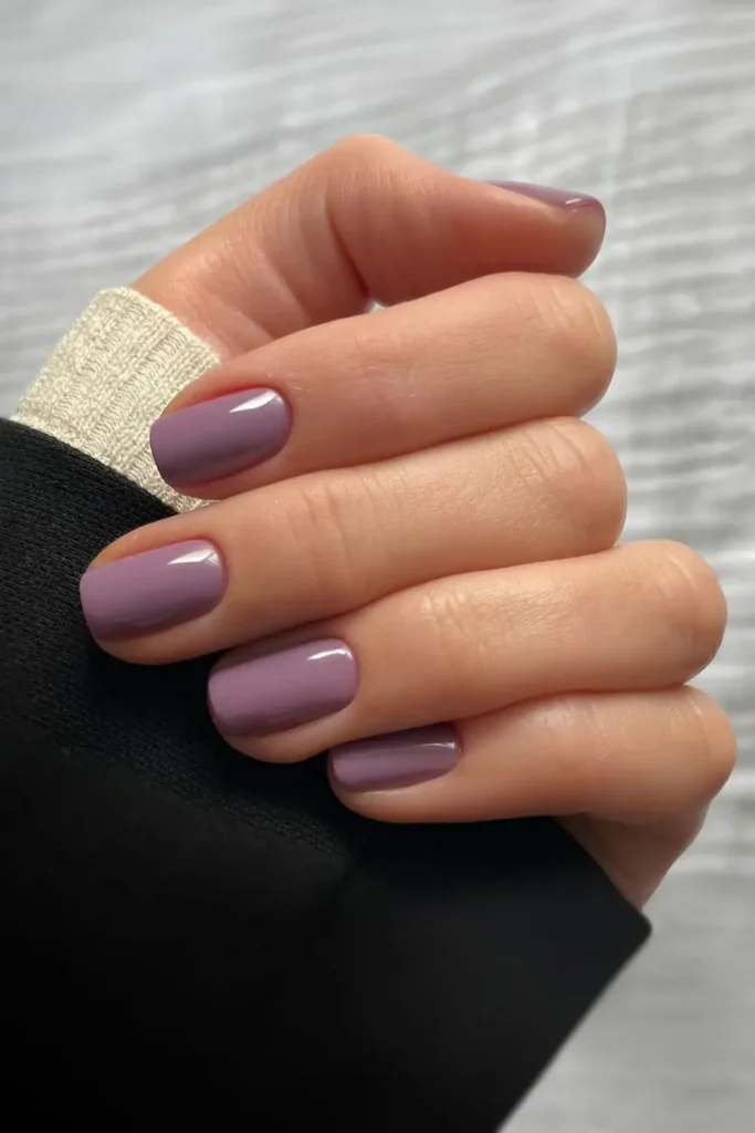 Purple Tinted Mauve Mani With a Soft Elegant Finish