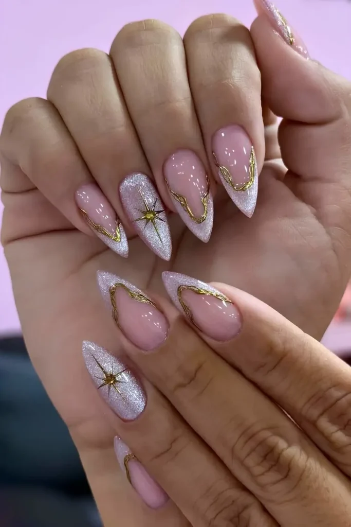 Purple Velvet Nails With Stars and Gems for a Luxe Look