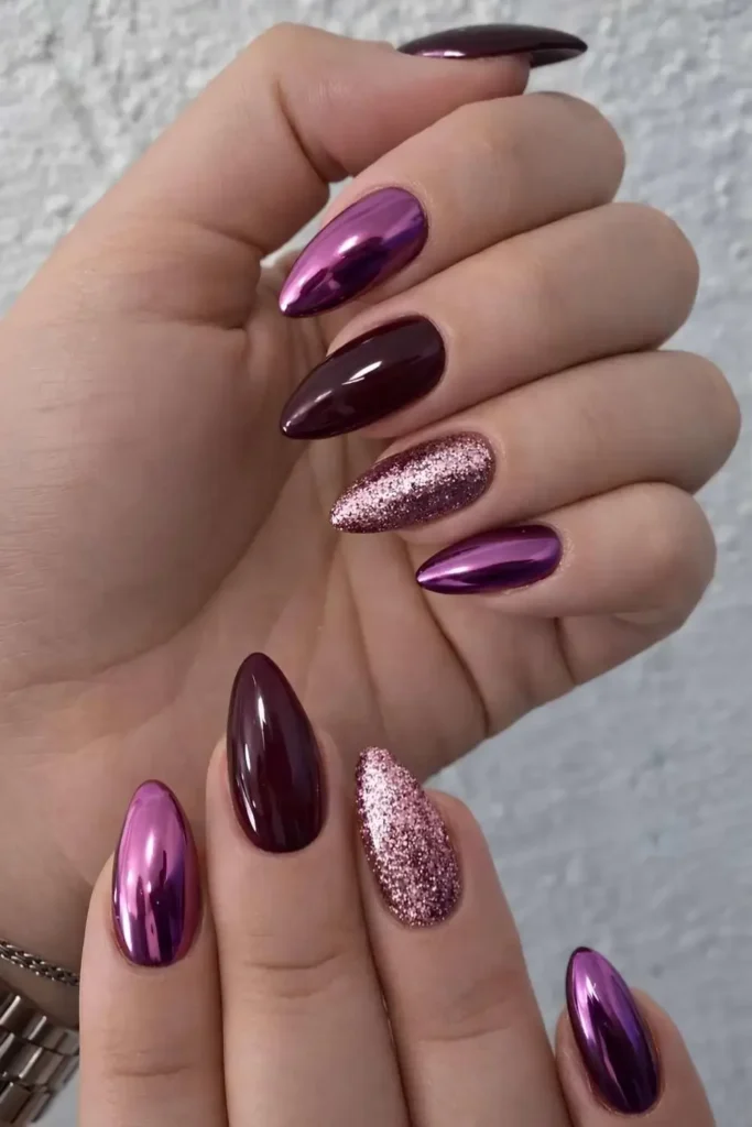 Purple Winter Nails With Mixed Finishes You'll Want to Try