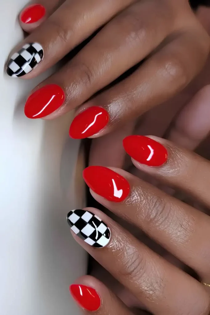 Red and Black Formula 1 Nails for a Racing Inspired Look