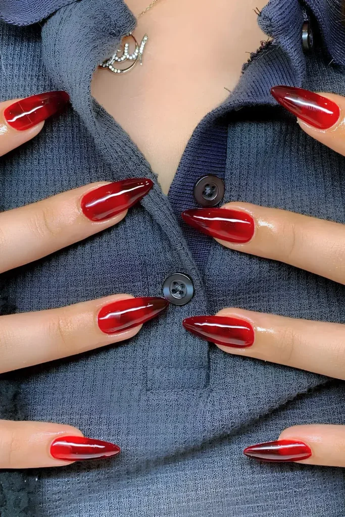 Red Jelly Effect Nails for a Juicy Glossy Look