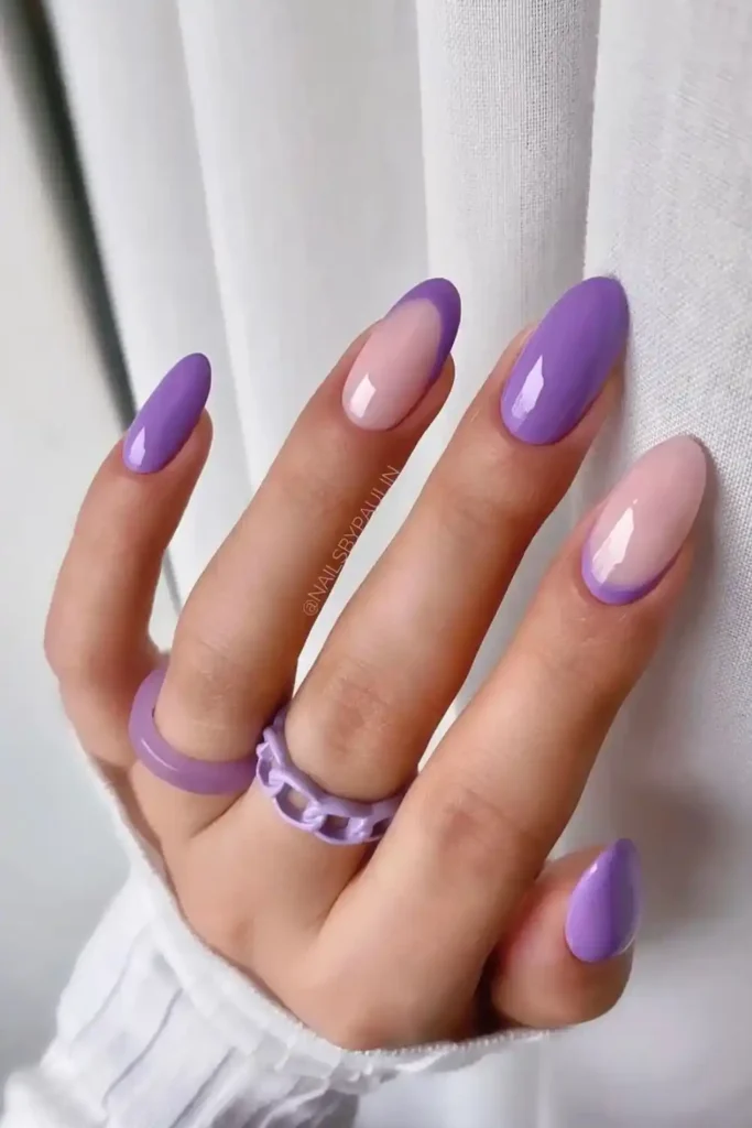 Reverse French Purple Nails That Stand Out Beautifully