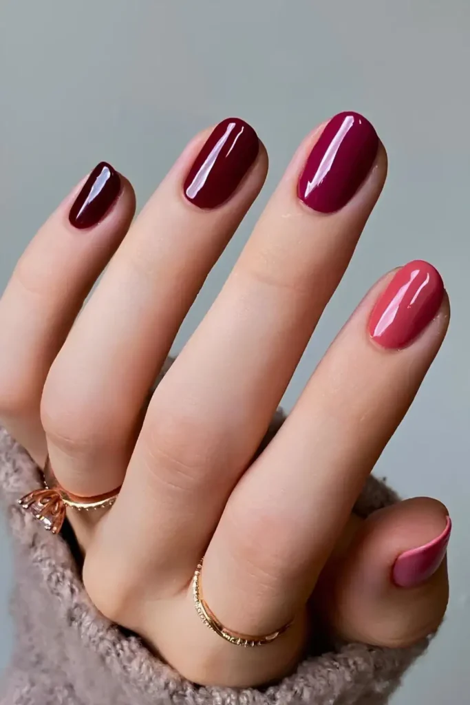 Rosy Skittle Manicure for a Trendy Look