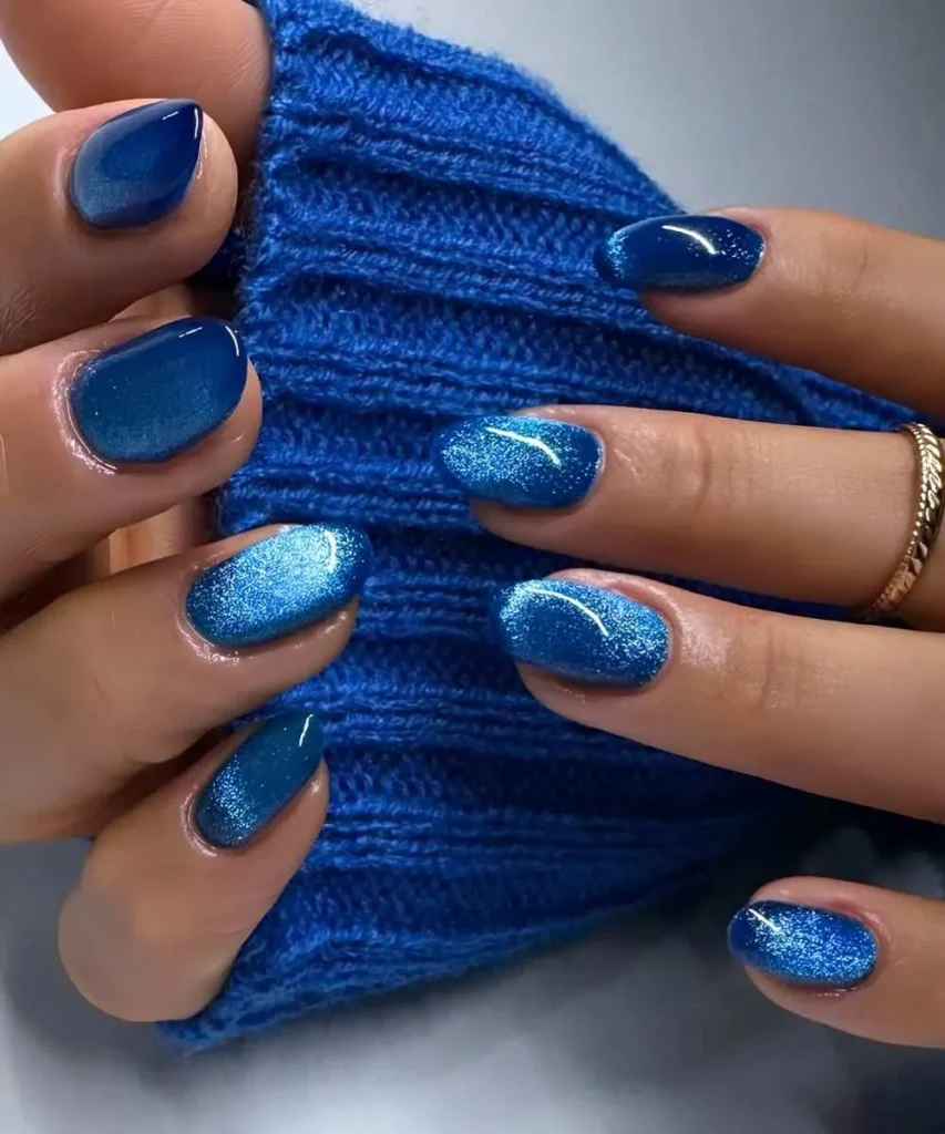 Royal Blue Velvet Manicure That Looks Rich and Luxurious