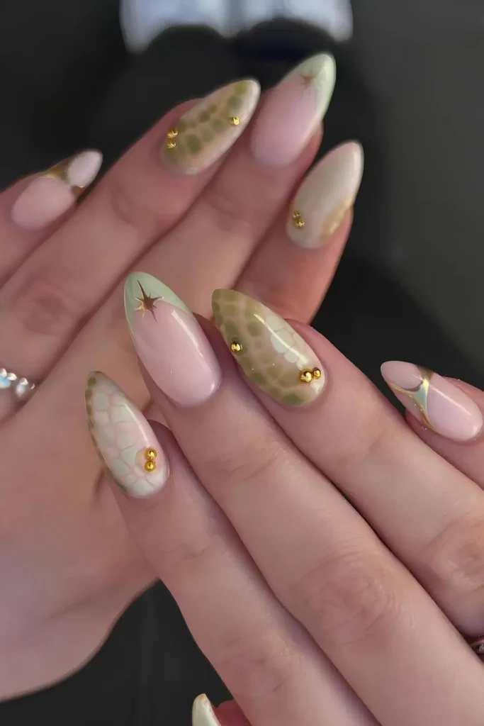 Sage Green Mix and Match Manicure for a Fun Trendy Style