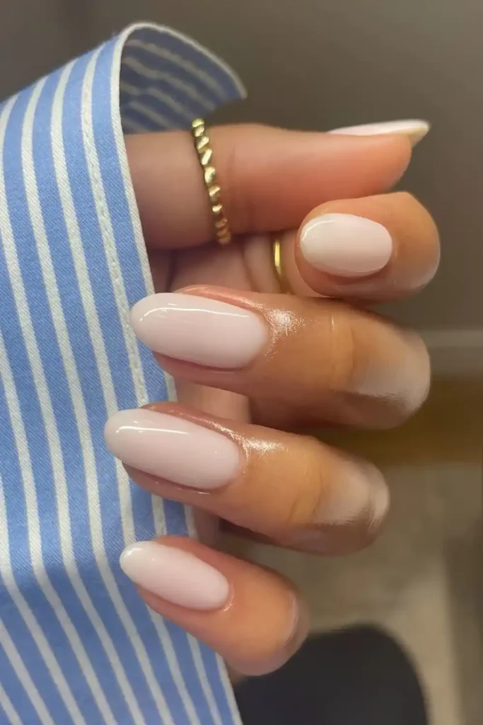 Sheer Milky White Nails With an Elegant Glossy Finish