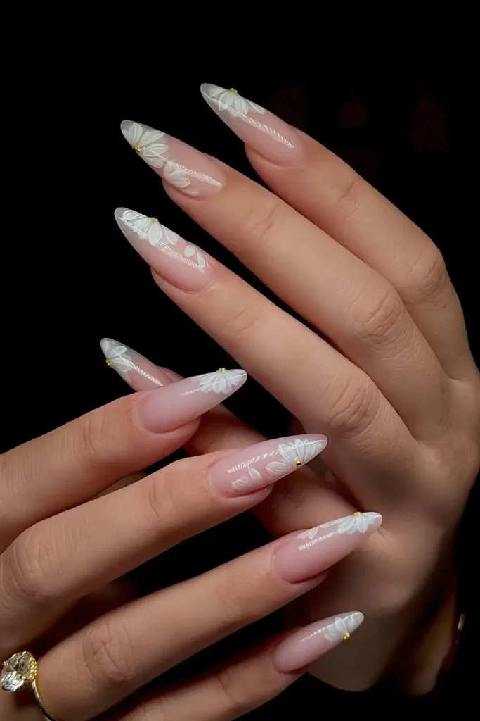 White Leopard Print Mani With Gold Accents for a Bold Luxe Finish