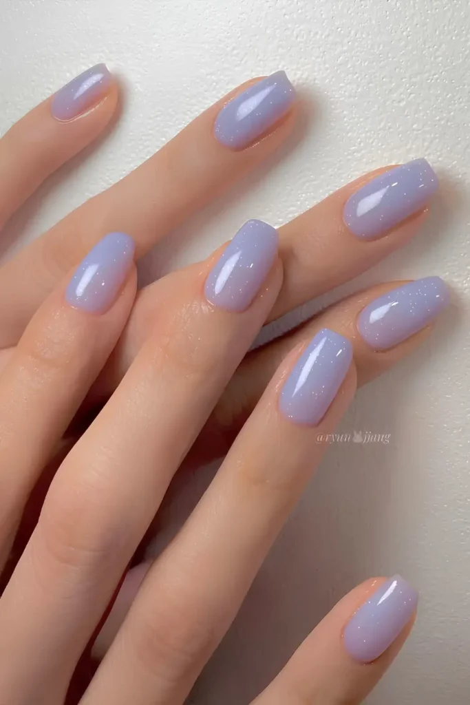 Shimmery Lavender Nails That Sparkle Beautifully