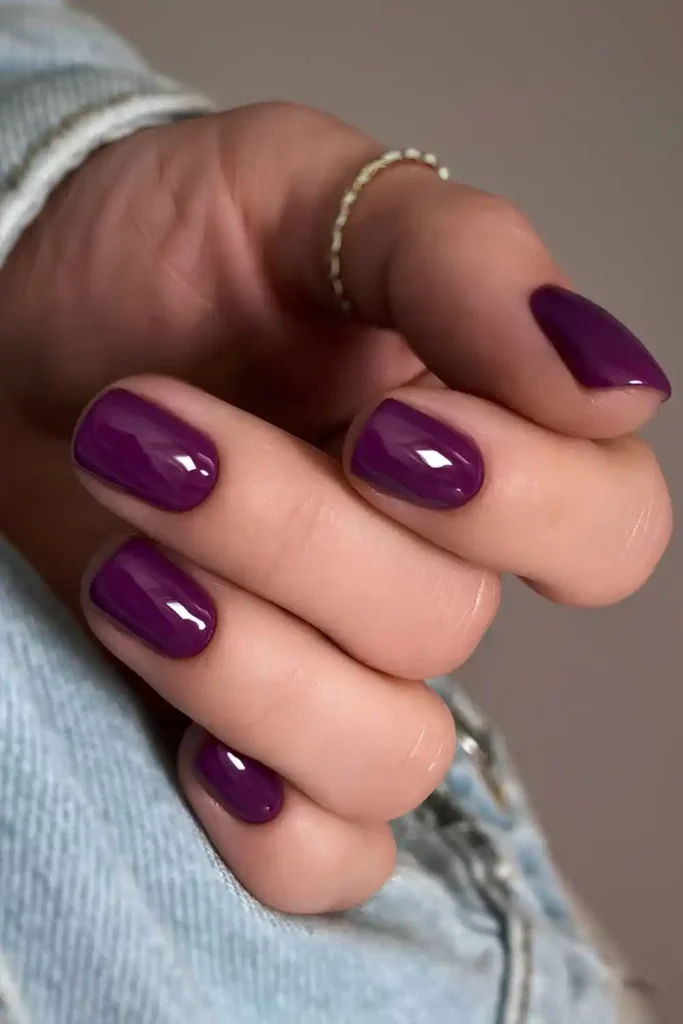 Short Solid Plum Nails for a Sophisticated Minimal Look