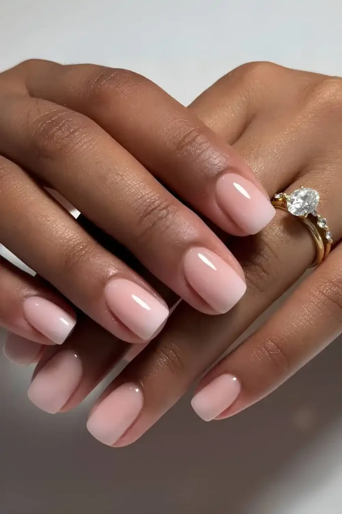 Short White to Pink Ombre Nails for a Chic Everyday Look