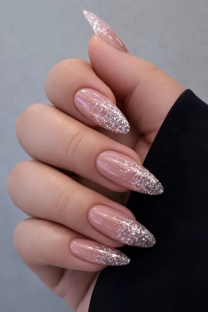 Silver Glitter Ombre Manicure for a Stunning Finish
