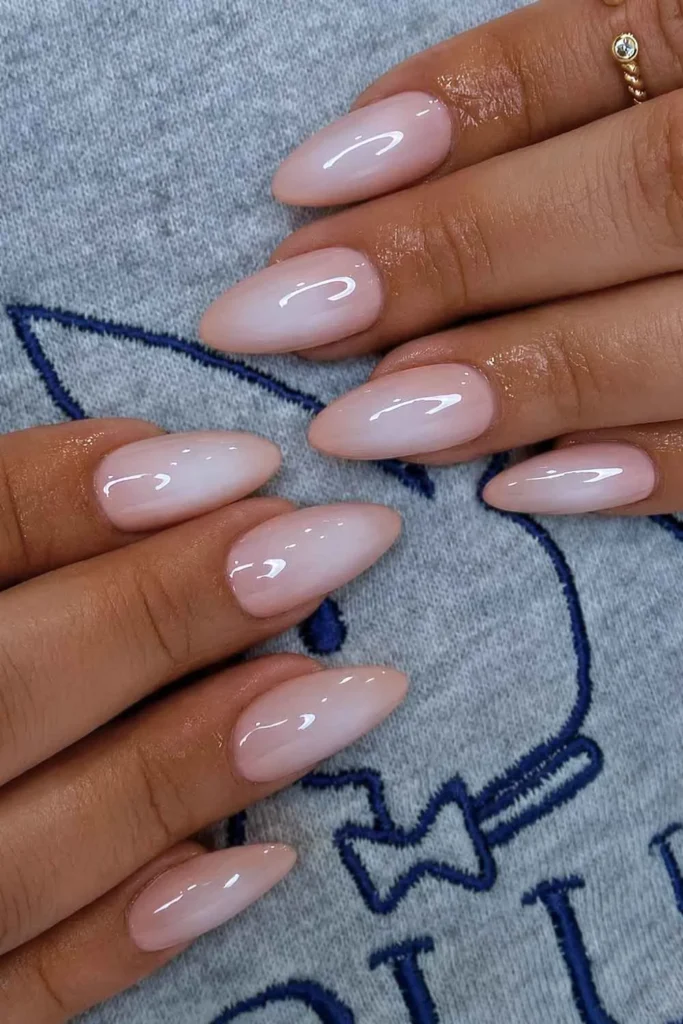 Soft Peach and White Aura Nails for a Dreamy Elegant Look
