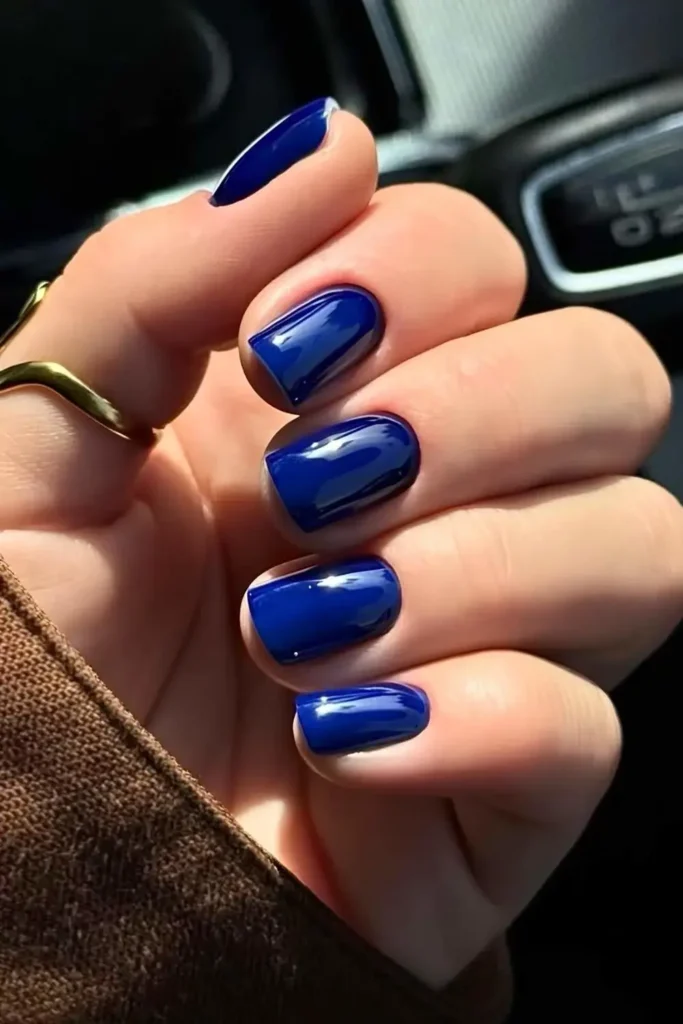 Moody Blue Mani With Accent French Tips You'll Love