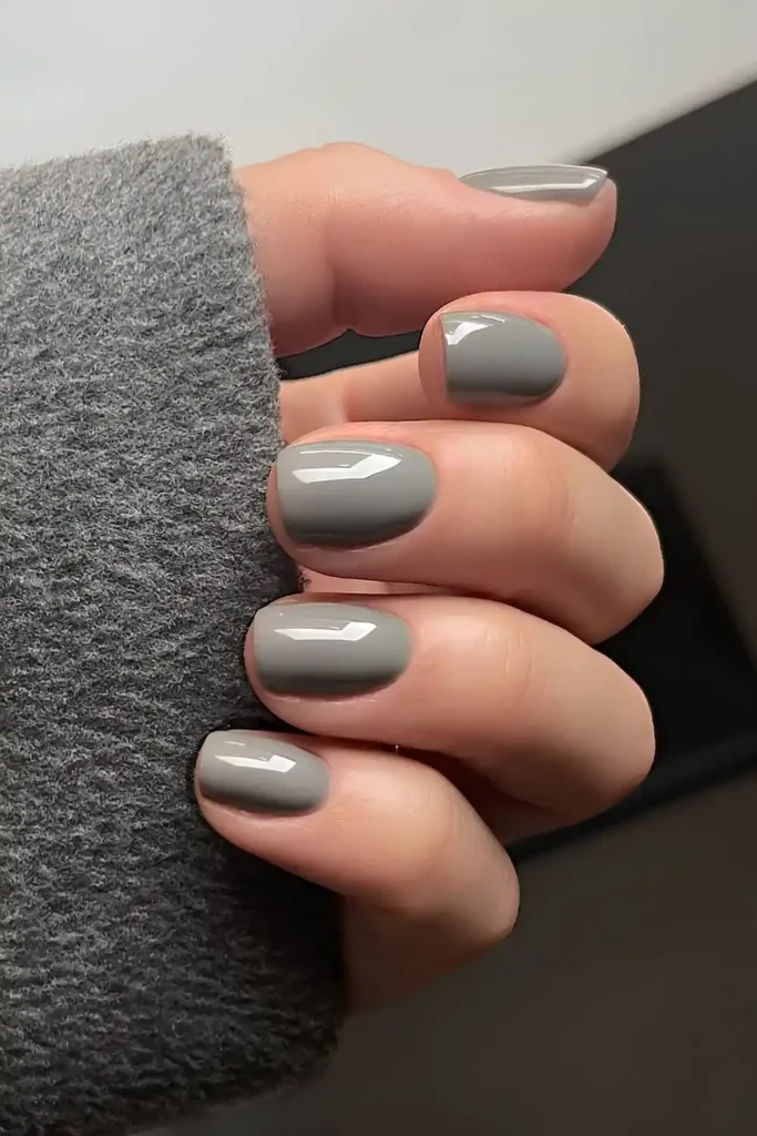 Solid Stone Gray Manicure for a Clean Modern Look