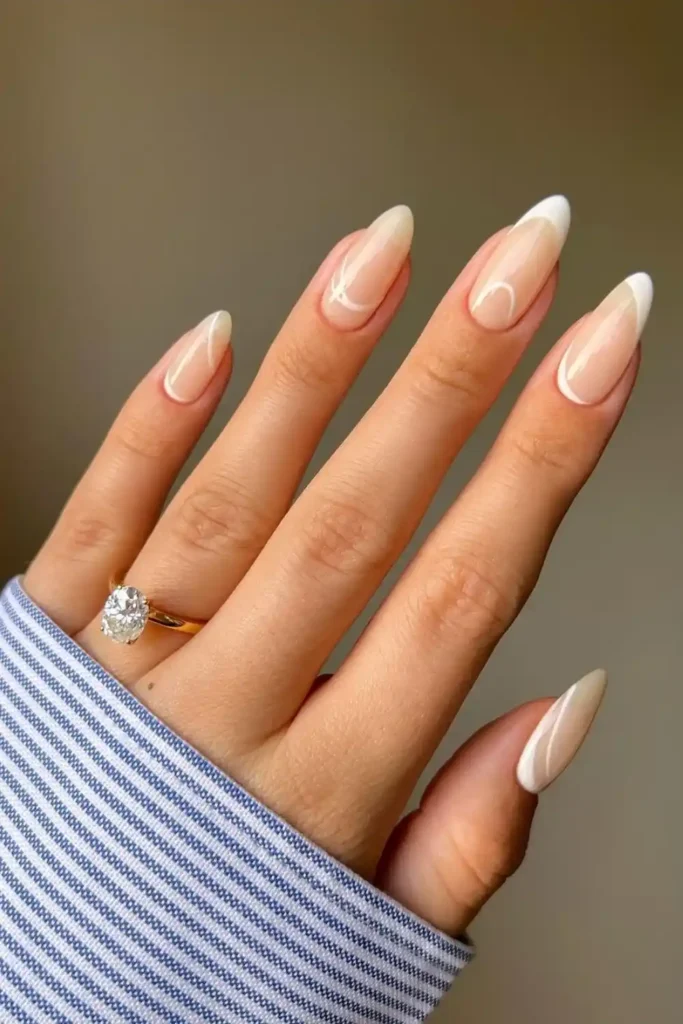 Swirled French Nails With a Modern Artistic Twist