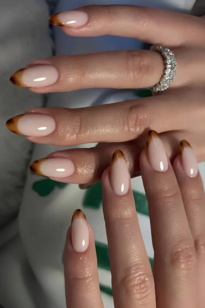 Tortoise Shell French Mani on a Milky Base for a Trendy Luxe Finish