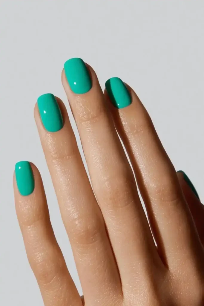 Turquoise Green Nails With a Fresh Tropical Feel