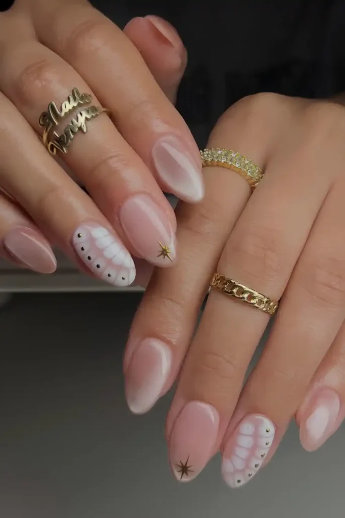 White Cat Eye Nails With Animal Print for a Bold Trendy Style