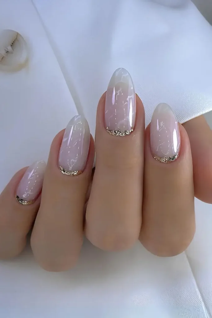 White Chrome Marble Mani for a Luxe Style