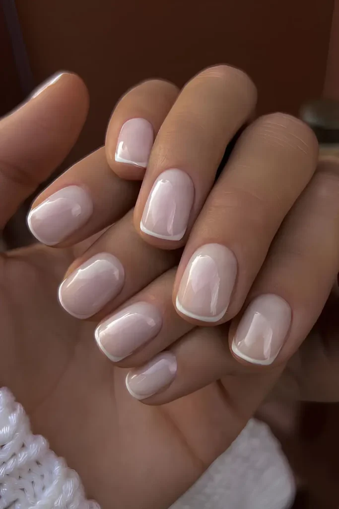White Micro French Manicure on a Milky Base for a Clean Chic Finish