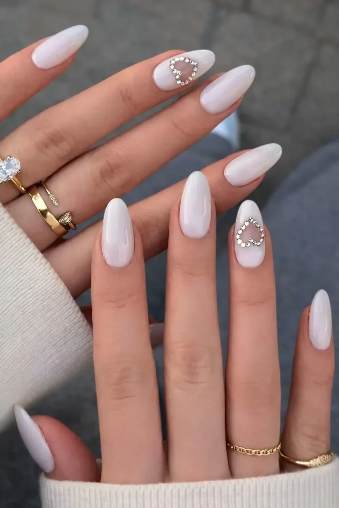 White Side French Tip Nails With Flowers for an Elegant Finish