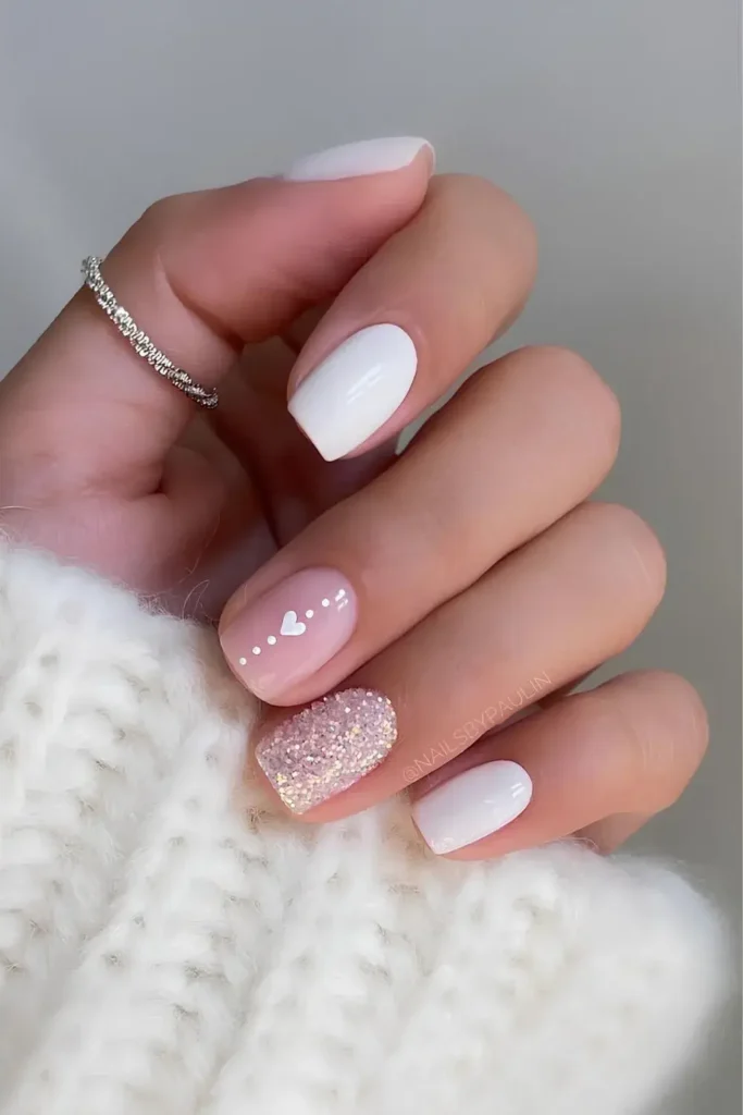 Milky White Celestial Mani With Rhinestones That Sparkle Beautifully