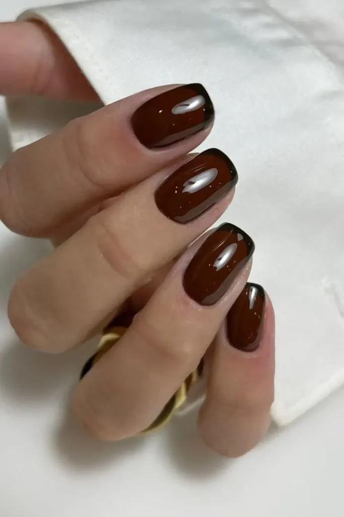 Brown French Nails With a Timeless Elegant Finish