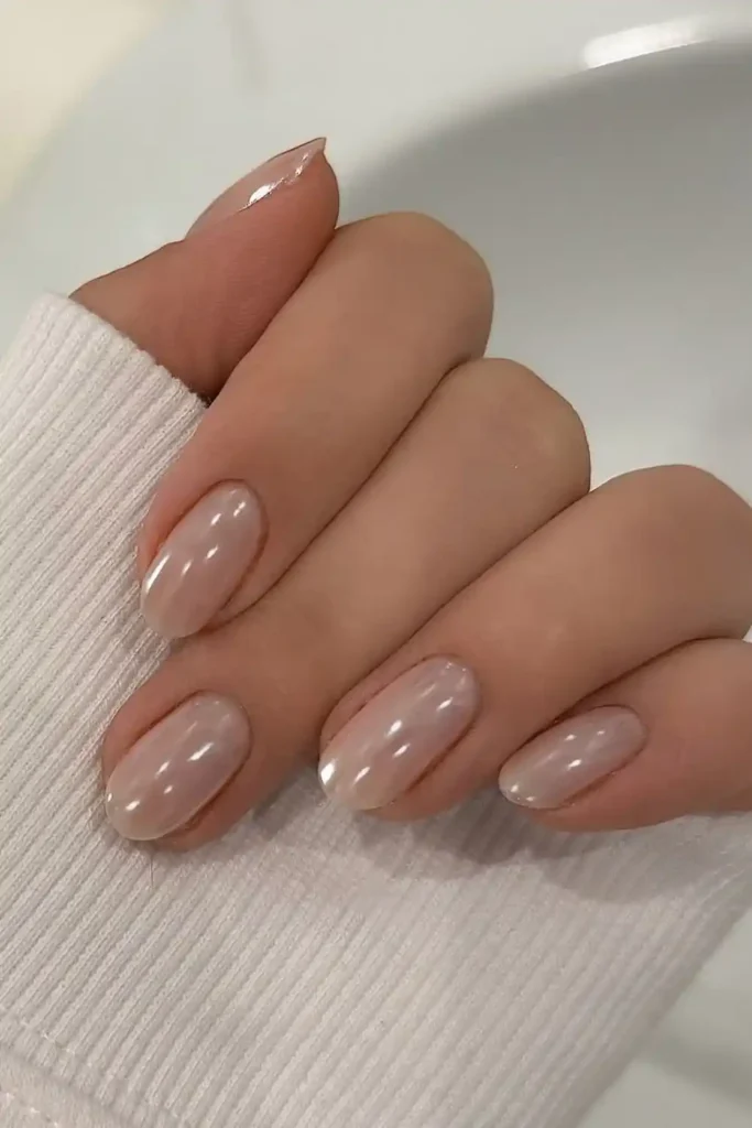 Glazed Donut Nails With a Milky Glossy Shine