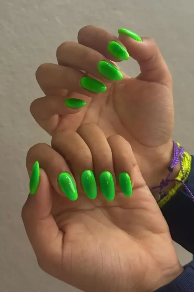 Green on Green Aura Nails With a Dreamy Glow