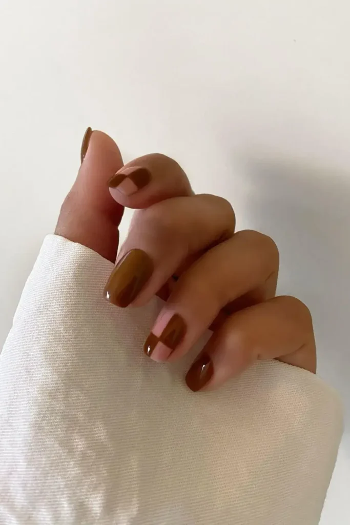 Short Checkerboard Nails With a Fun Modern Twist