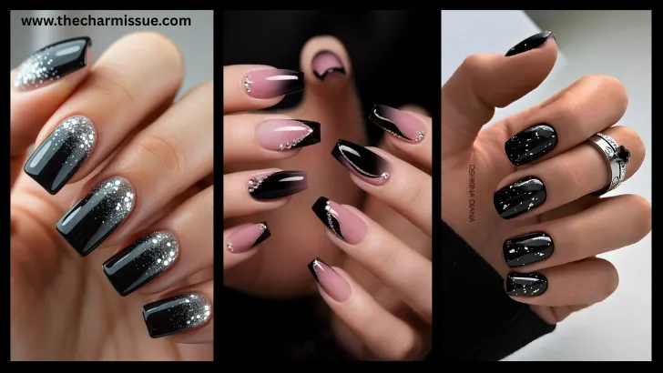 Black and Silver Nails